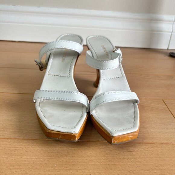 Vintage Sergio Rossi White Wood Clogs Sandals sz 37 - Picture 7 of 9